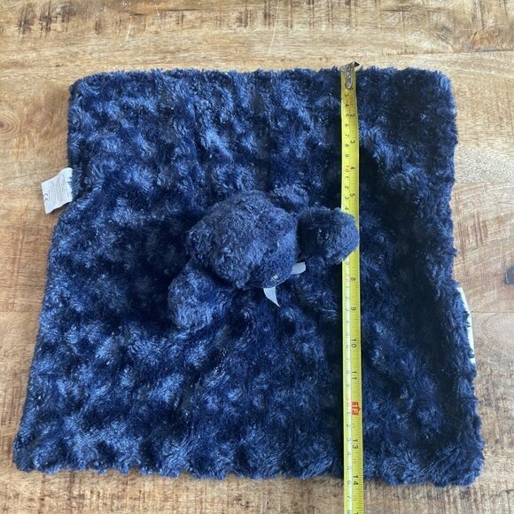 Blankets & Beyond Security Blanket Navy Blue Bear Rosette Swirl Baby Lovey - Picture 5 of 7